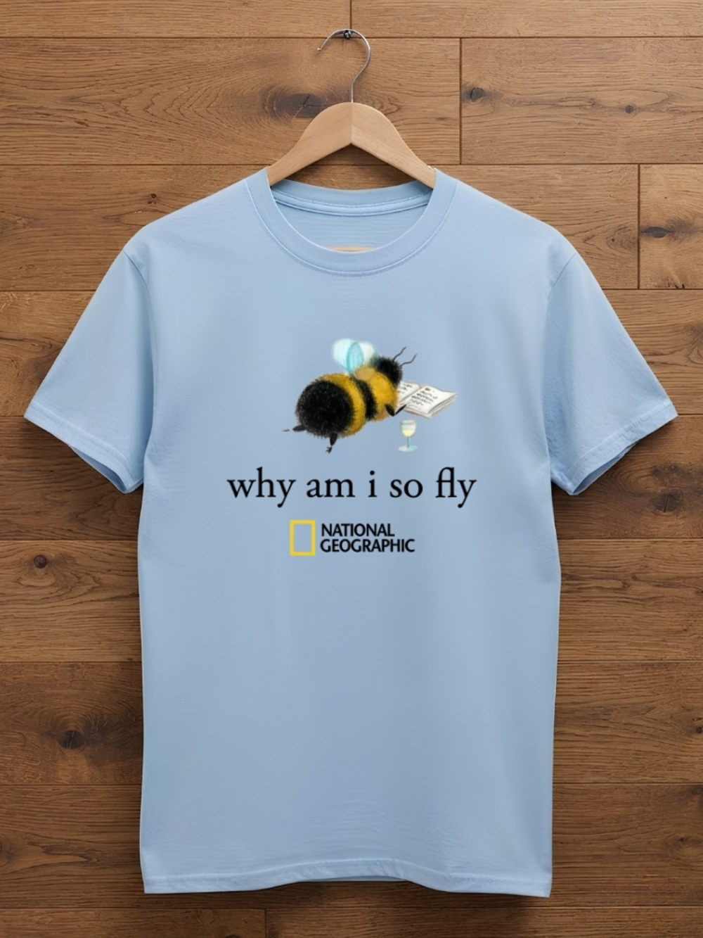 Light Blue National Geographic "Why Am I So Fly" Bee Graphic Tee